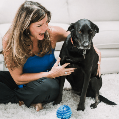 Co-founder Pet Perennials and her Labrador Retriever Harley