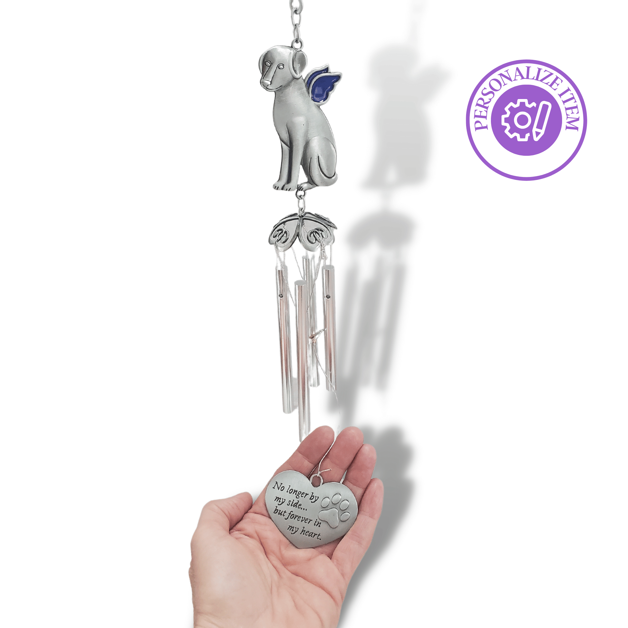 Pewter Pet Memorial Wind Chime | Pet Loss Sympathy Gift for a Dog