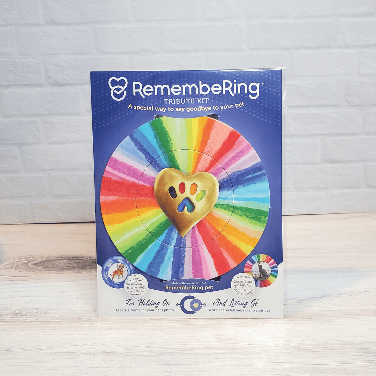 RemembeRing Pet Memorial Tribute Kit - Rainbow Wheel Design