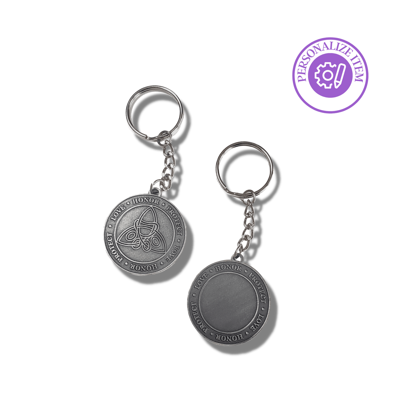 Three Promises Celtic Knot Pawprint Keychain - Personalized Pet Loss Sympathy & Memorial Gifts