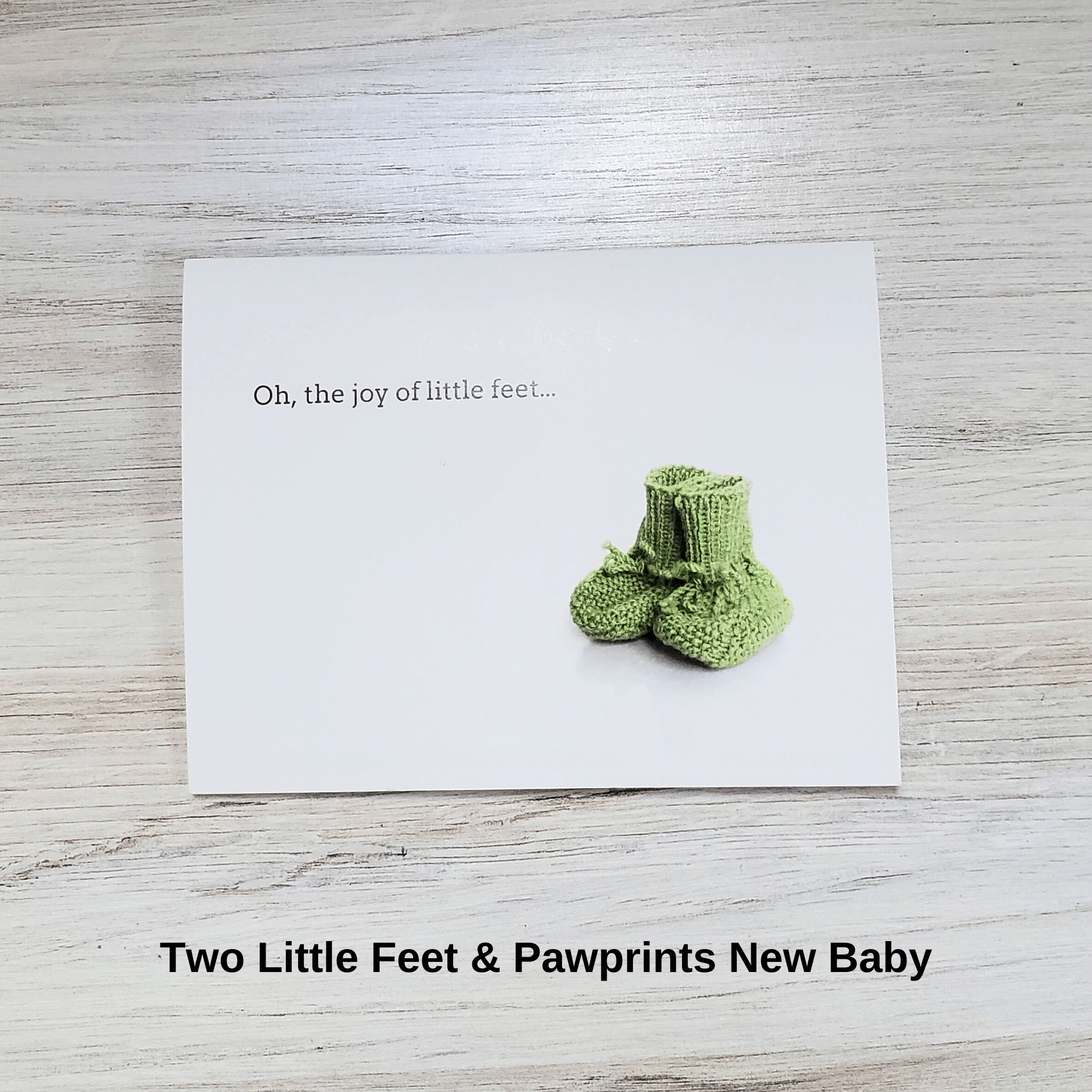 Two Little Feet and Pawprints Baby Card