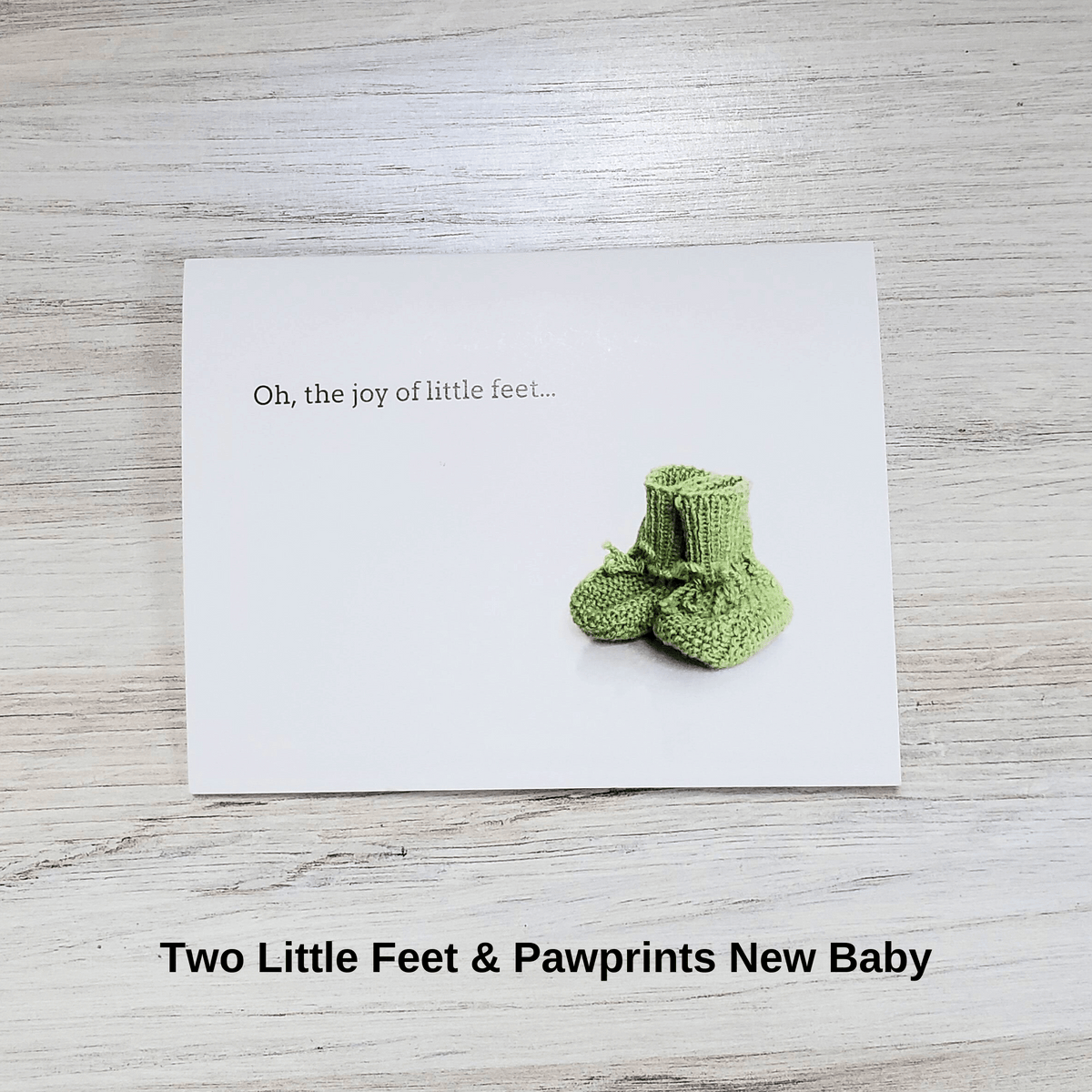 Two Little Feet and Pawprints Baby Card