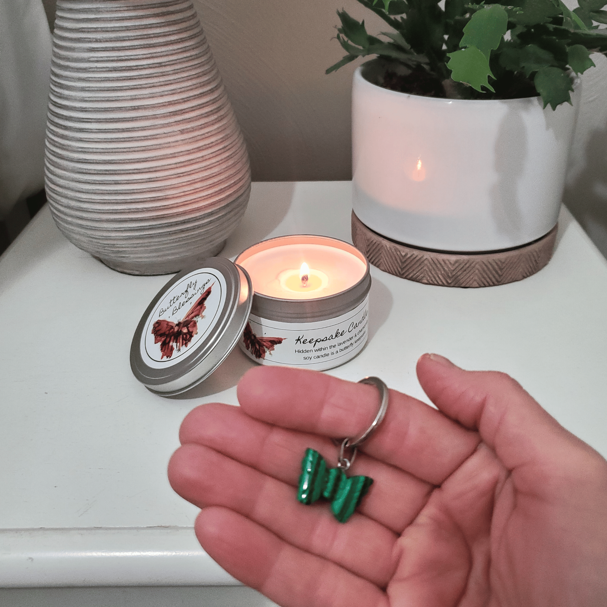 Butterfly Blessings Keepsake Candle - Pet Memorial Candle - Butterfly Keychain