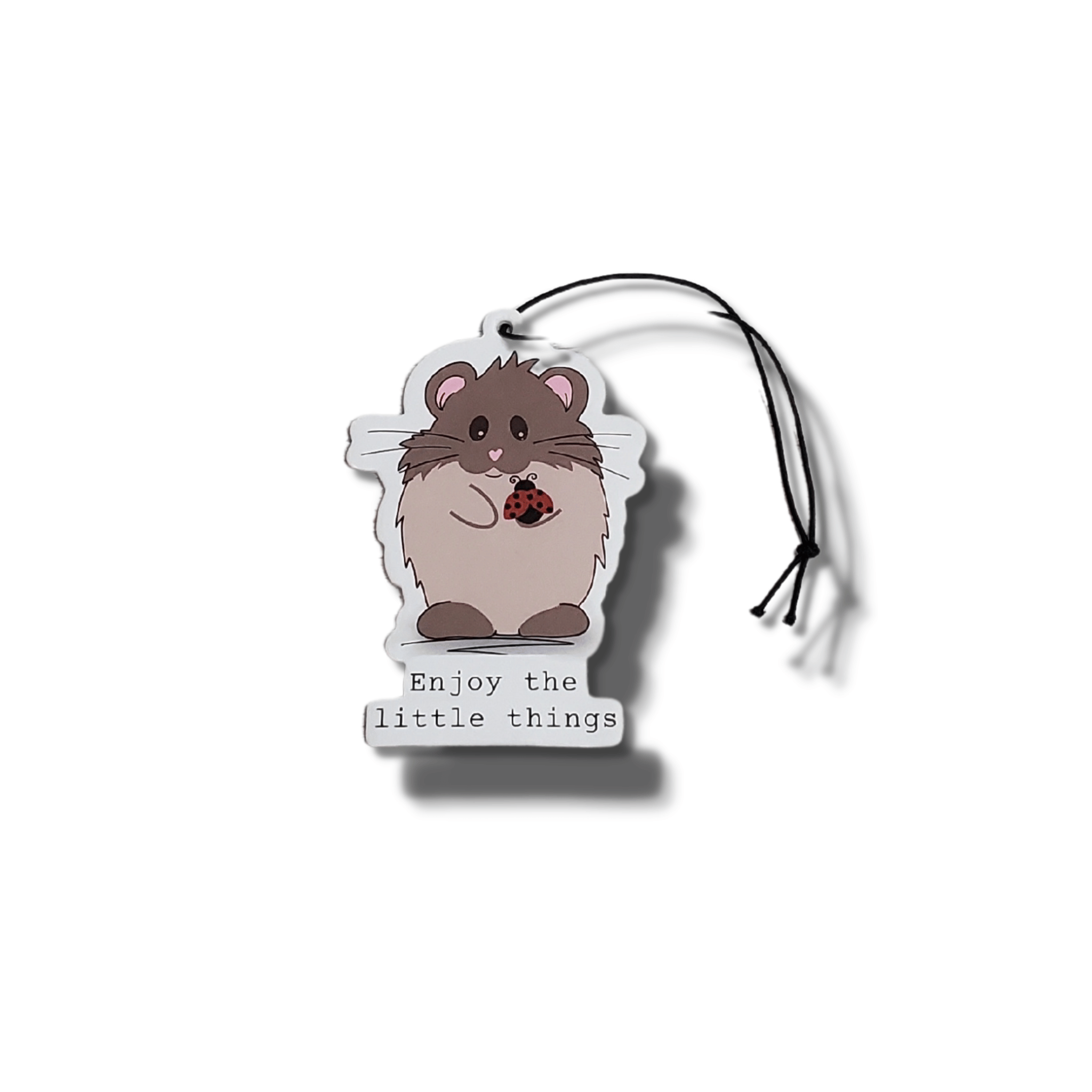 Wild Strawberry Scented Car Air Freshener with Hamster Artwork to Enjoy the Little Things