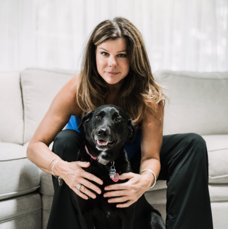 Remy Bibaud co-founder Pet Perennials and her dog Harley 