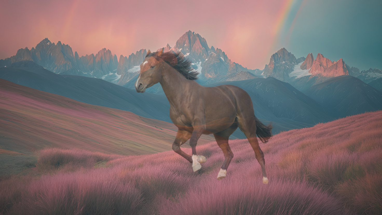 Spirit Horse Running Through a Rainbow Bridge Heavenly Field Loss of Horse Support?