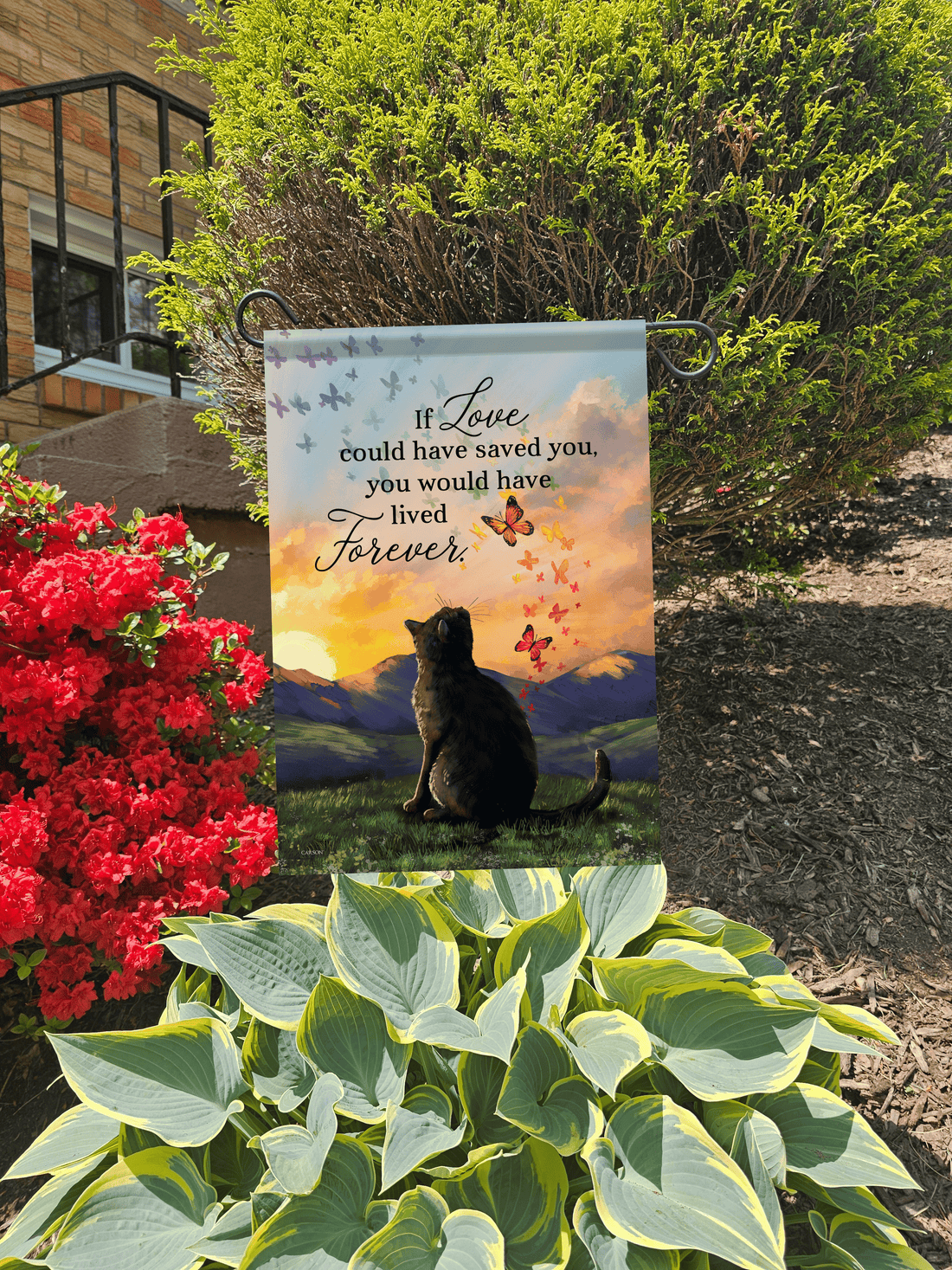 Cat Memorial Garden Flag with Wildflower Seeds- Pet Perennials