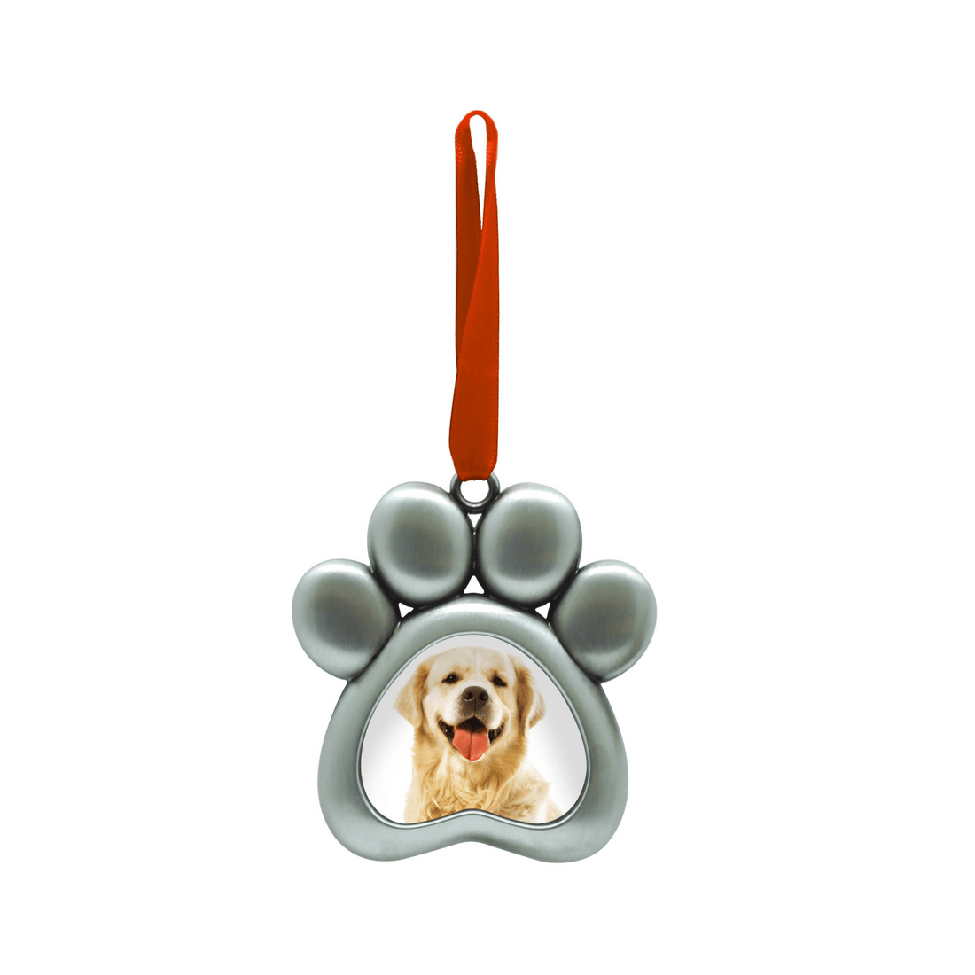 Pearhead Pet Pawprint Photo Ornament - Silver Metal